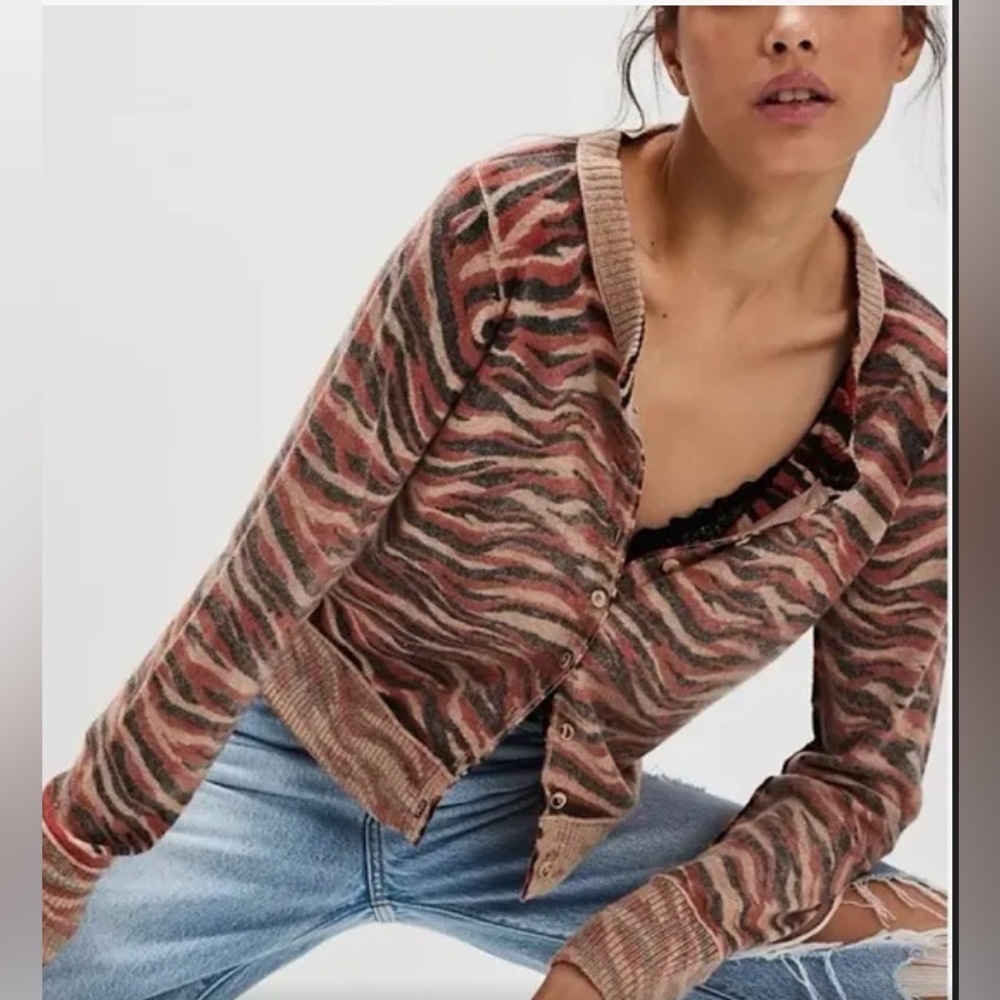 NWT FACTORY SEALED free people nocturnal patterned cardi sweater